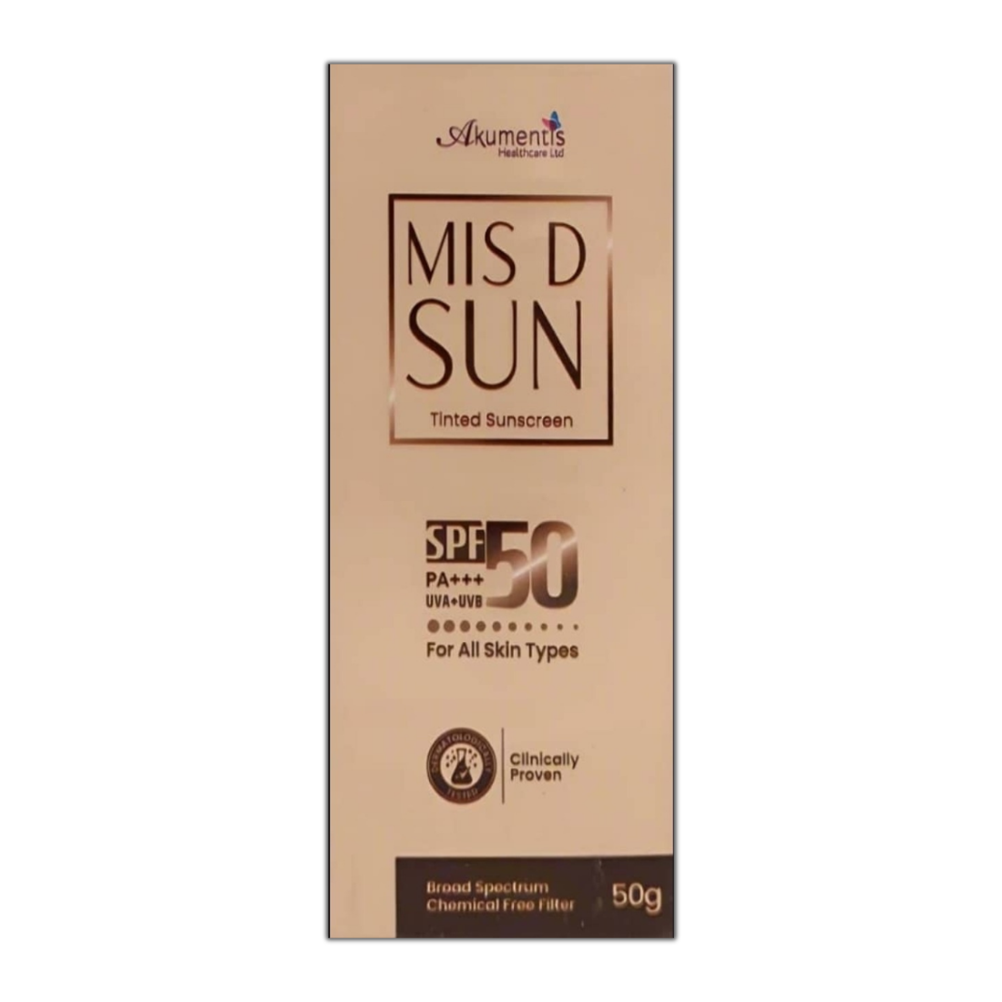 Mis D Sun Tinted Sunscreen SPF 50 PA+++ 50G
