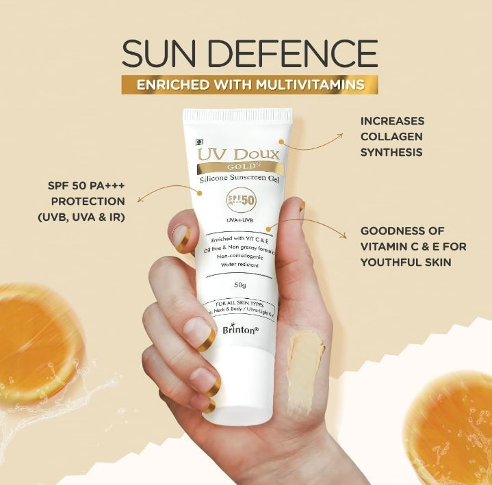 UV Doux Gold Silicone Sunscreen Gel SPF 50 PA+++ 50g